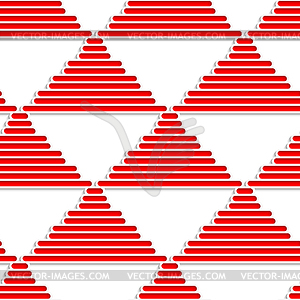 3D white striped triangles with red - vector clipart