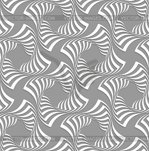 3D white twisted squares on gray - vector image