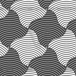 Alternating black and white wavy squares - vector clip art