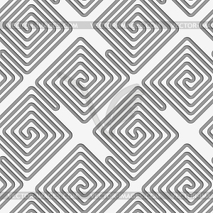 Perforated square diagonal spirals - vector image