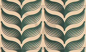 Retro fold deep green striped leaves - vector EPS clipart