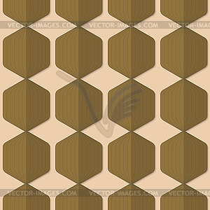 Retro fold green striped hexagons - vector image