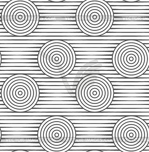 Slim gray offset circles on stripes alternating - vector clipart / vector image