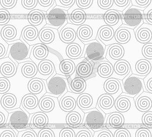 Slim gray small striped spirals forming flowers - vector image