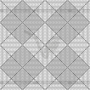 Slim gray wavy striped squares - vector clipart