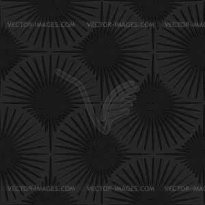 Textured black plastic shapes with rays - vector image