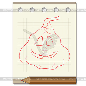 Pencil drawing on theme of Halloween - royalty-free vector clipart