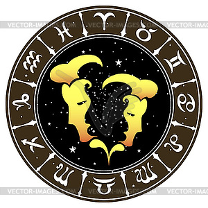 Знак зодиака Близнецы, - векторизованное изображение