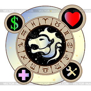 Signs of zodiac icons medicine, work, heart, - vector clipart / vector image