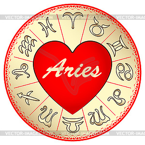 Zodiac sign Aries, for lovers on Valentine`s day, - vector clip art