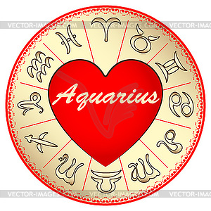 Знак зодиака Водолей, для любителей на день Святого Валентина, - клипарт Royalty-Free