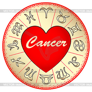 Zodiac sign Cancer, for lovers on Valentine`s day, - vector clipart