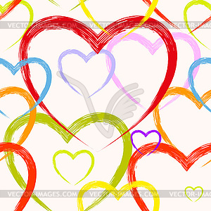 Seamless background of watercolor hearts for - vector image