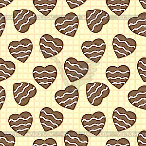 Background of chocolate hearts - color vector clipart