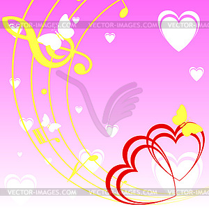 Background with heart and music - vector clip art