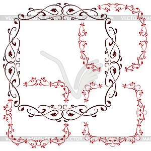 Set of vintage retro frames - vector clipart