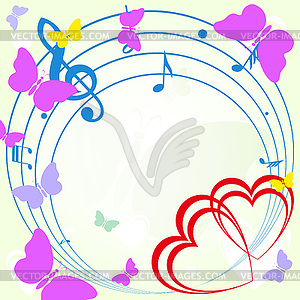 Background with heart and music - vector clip art