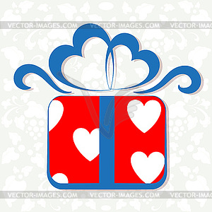 Gift box with hearts - vector image