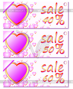 Banners with hearts - color vector clipart