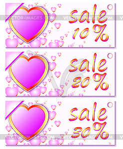 Banners with hearts - vector image