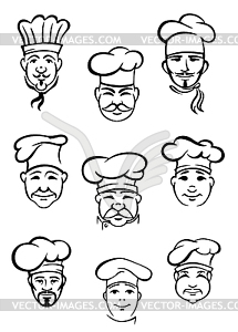 Collection of chefs in traditional toques - vector clipart