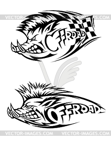 Snarling wild boar Off Road icon - vector image