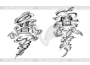 Angry tornado and hurricane characters - vector image