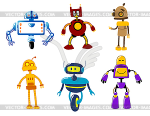 Cute colorful retro robot toys - royalty-free vector image