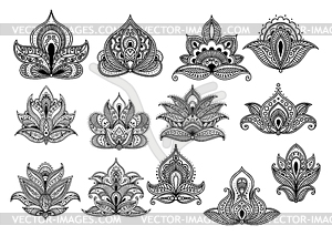 Large set of ornate floral paisley motifs - vector clip art