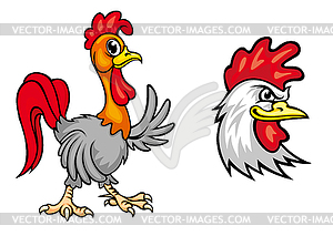 Cartoon colorful roosters - vector image