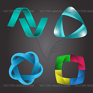 Logo shape set, 3d style - vector clipart