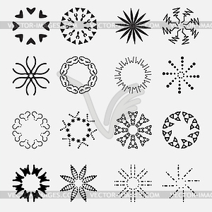 Sun`s Rays Icons Set - On Gray Background - vector clipart