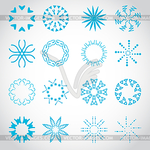 Sun`s Rays Icons Set - On Gray Background - vector image