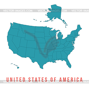 Map of USA with separable borders - vector clip art