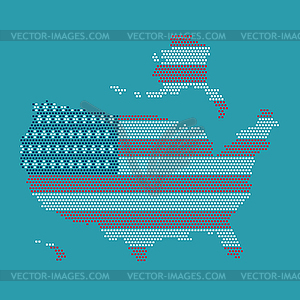 Dot And Flag Map Of America - vector clipart