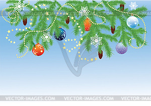 Fir branches with balls - vector image