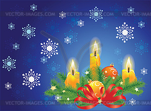 Candles and fir branches - vector EPS clipart