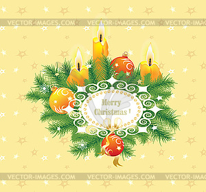 Candles and fir branches - vector clipart