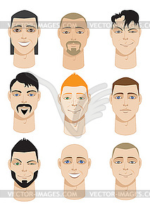 Colorful Male Faces - vector clipart