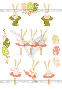 Пасхальные кролики танцы и пение - изображение в векторном виде