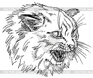 Недовольная серая кошка - стоковое векторное изображение