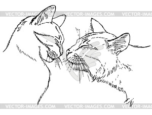 Couple in love cats - vector clipart