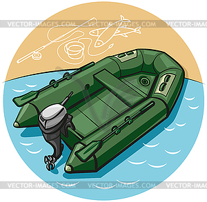 Rubber boat - color vector clipart