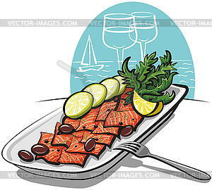 Salmon carpaccio - vector image