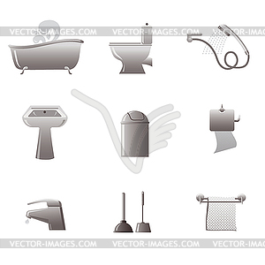 Bathroom icon set - vector clipart