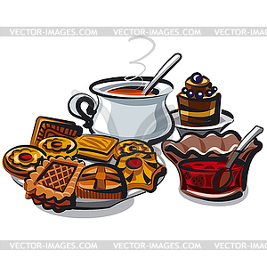 Tea and cookies - vector clip art