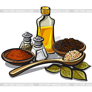 Condiments and flavoring - vector image