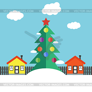 Christmas winter landscape - vector image