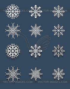 Набор белые снежинки - векторный клипарт / векторное изображение