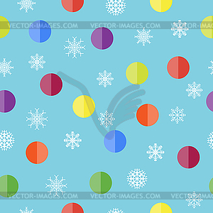 Pattern with snowflakes and balls - vector image